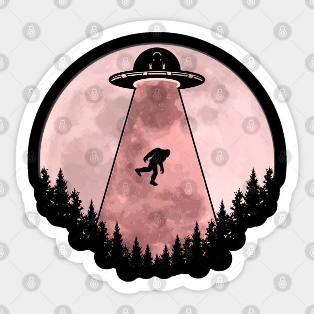 Bigfoot Ufo Abduction Sticker by Tesszero